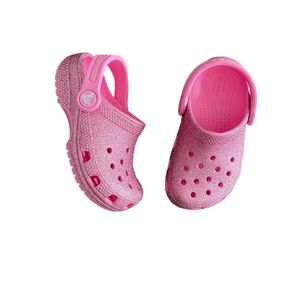 Crocs Pink Glitter Glittery Sparkles 💖 Sandals Clogs Waterproof Shoes For Girls
